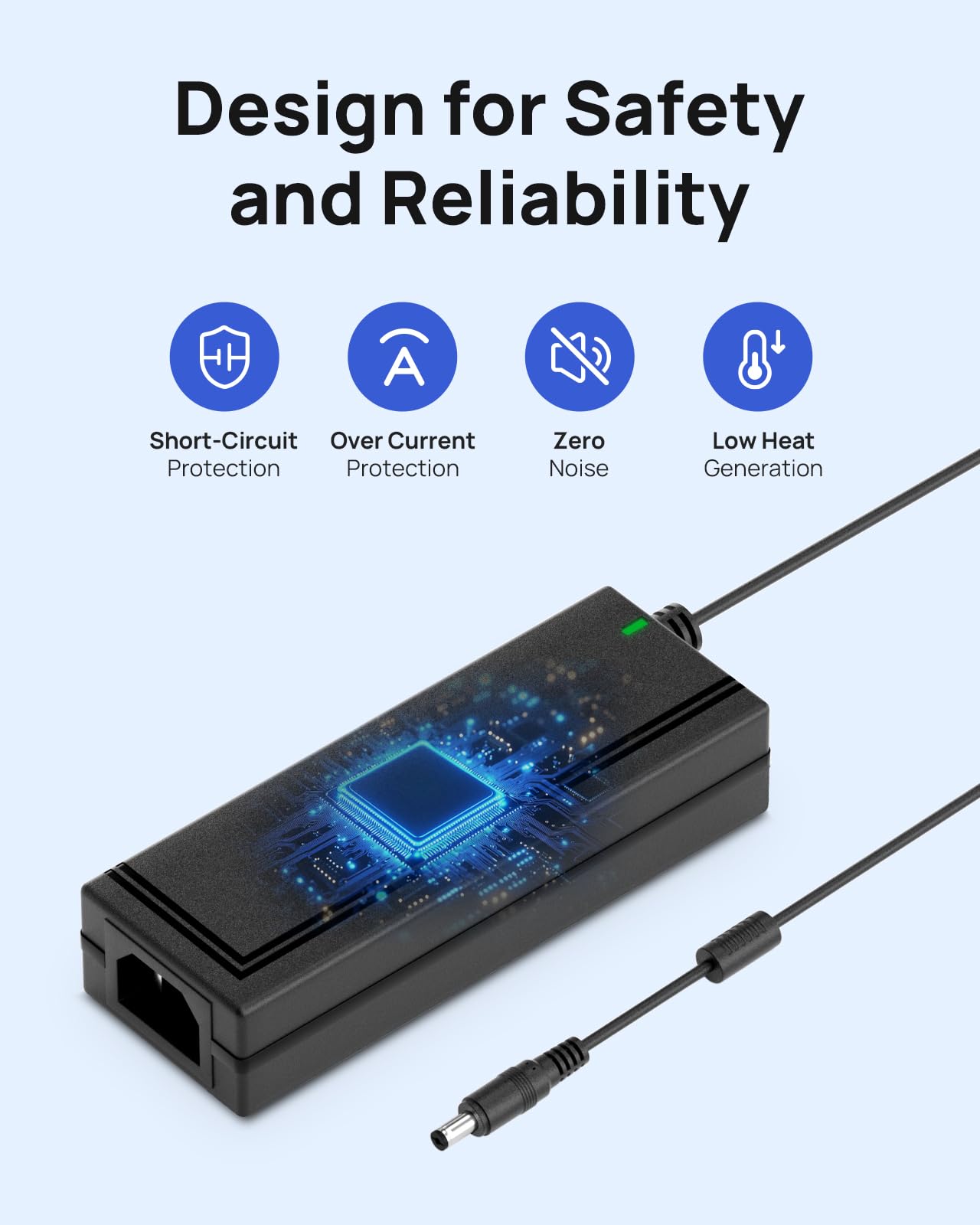 ANNKE 12V 5A Security Camera Power Adapter with 9-Way Splitter Cable, 100-240V AC to DC Converter, 5.5×2.1mm Plug, Compatible with Most Brands Equipments, CCTV/DVR/NVR/Camera Systems, LED Strip Lights - Image 4