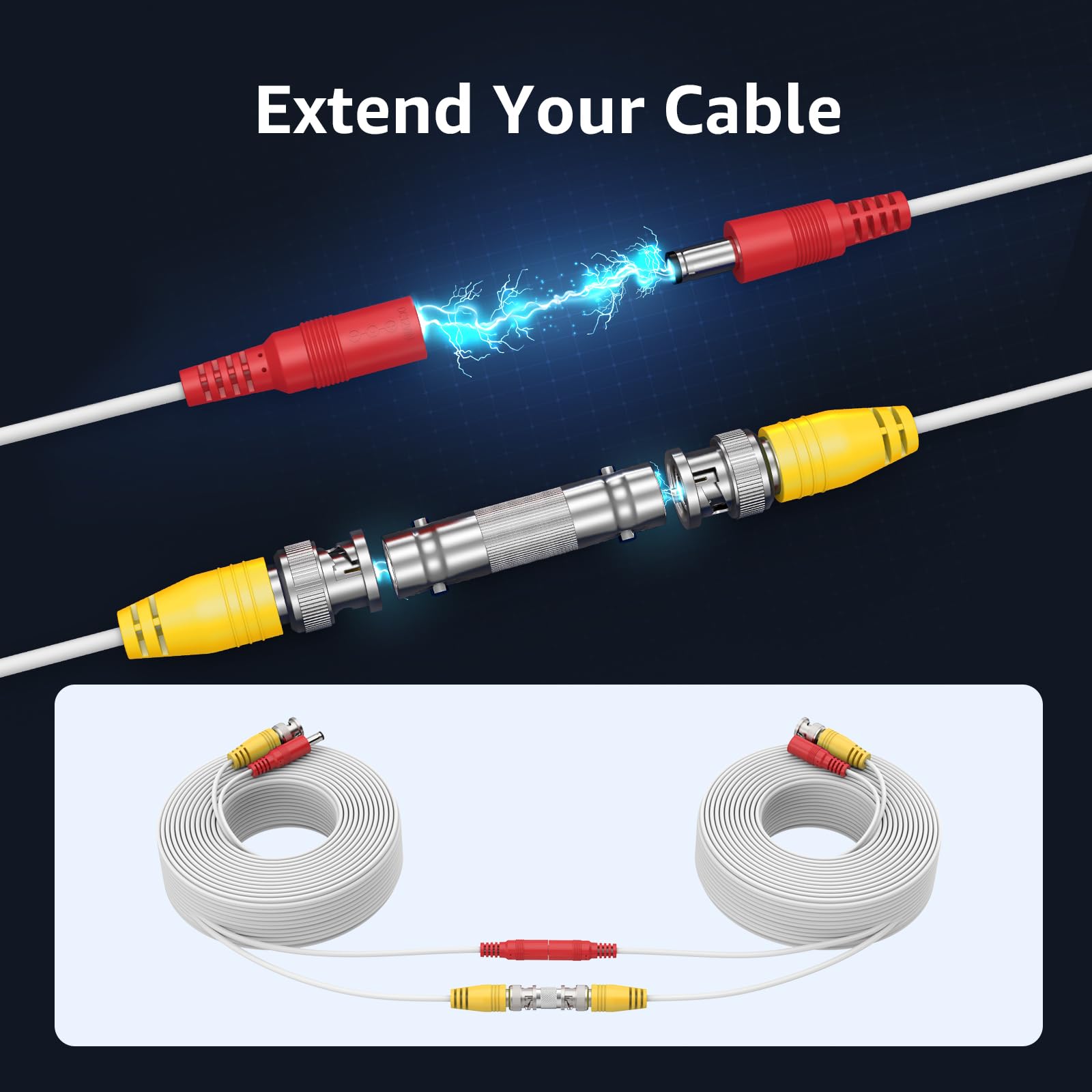 ANNKE 4 Pack 150 Feet Security Camera Cable, All-in-One BNC Video and Power CCTV Cameras Cables Wire with Two Female Connectors for Surveillance Cams System(White)-W100 - Image 5