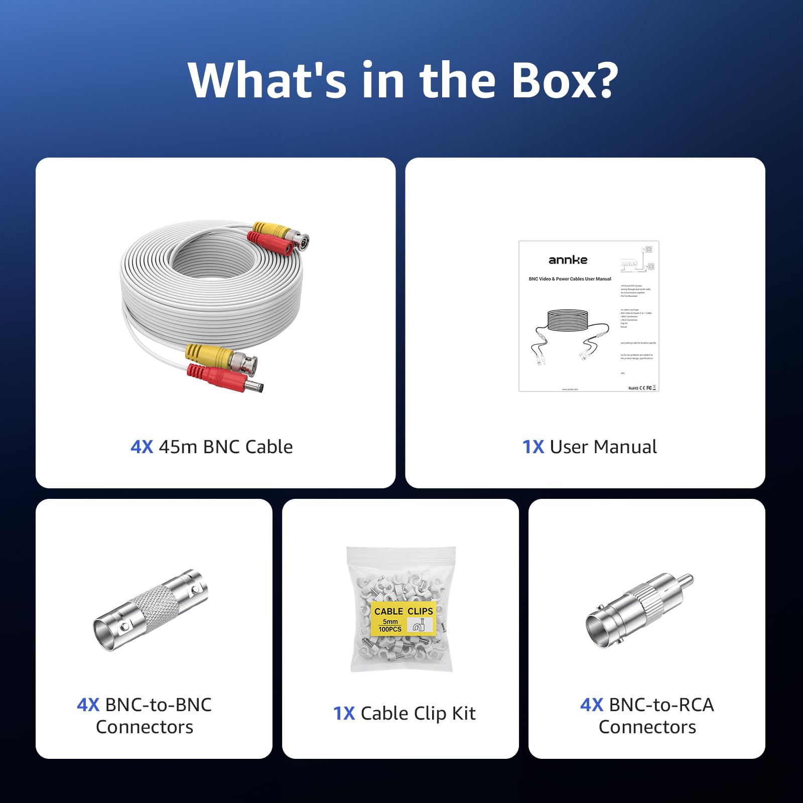 ANNKE 4 Pack 150 Feet Security Camera Cable, All-in-One BNC Video and Power CCTV Cameras Cables Wire with Two Female Connectors for Surveillance Cams System(White)-W100 - Image 9