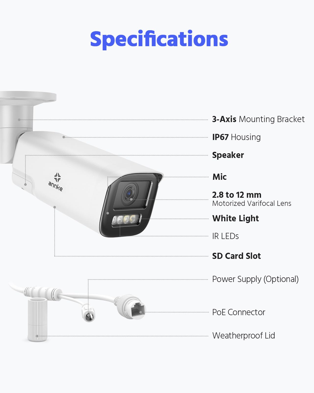 ANNKE 4K 8MP PoE Security Camera with Two-Way Audio, Varifocal IP Camera with 2.8mm-12mm Lens, 4X Optical Zoom, Color Night Vision, Smart Dual Light, Up to 512GB Storage, Human&Vehicle Detection - Image 8