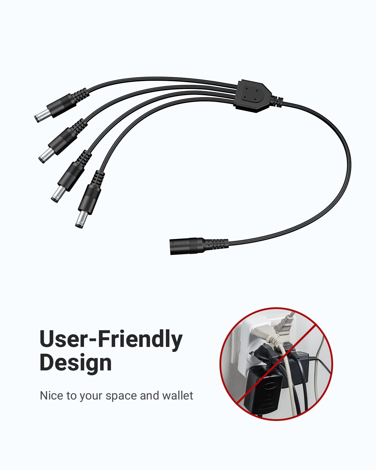 ANNKE Security Power Adapter Supply AC to DC 12V2A and 1-to-4 Splitter Power Cord for CCTV Surveillance Camera DVR System - Image 8