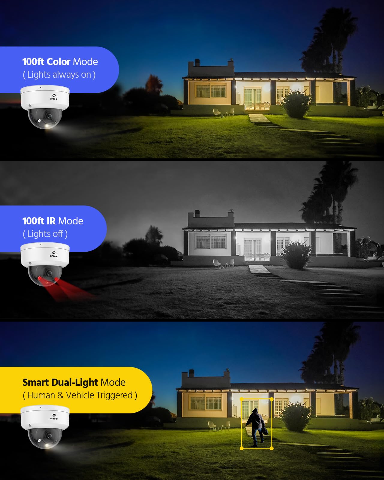 ANNKE Ultra HD 4K 8MP PoE Camera with Mic, Optical Zoom IP Camera with 2.8mm～12mm Lens, Color Night Vision, Smart Dual Light, Human&Vehicle Detection, Up to 512GB Storage, IP67 & IK08 Vandal-Proof - Image 3